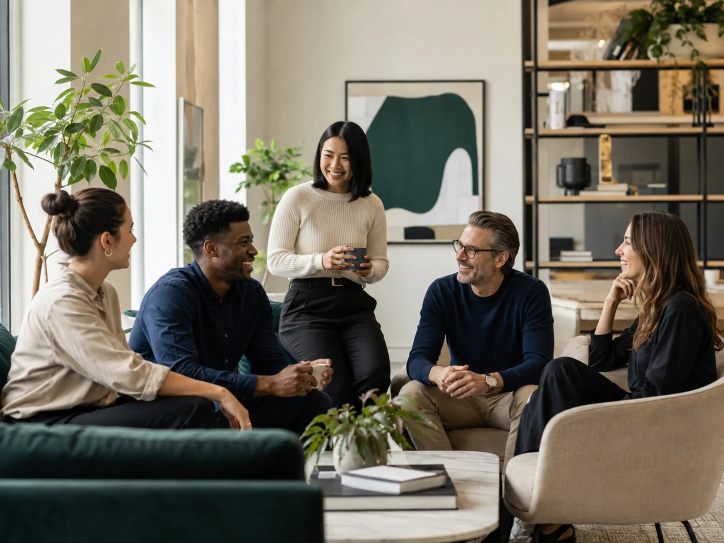 A team evaluating work together