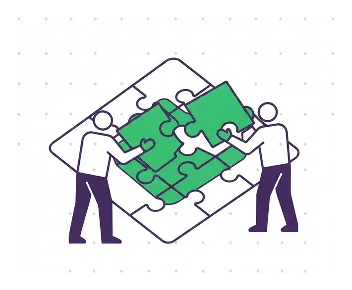 Two people working together to complete a project