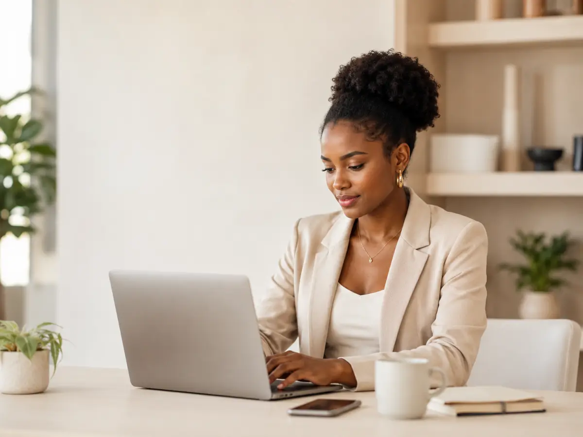 Professional specialist working with a laptop